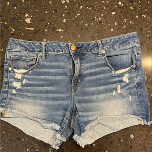 American Eagle Outfitters Light Blue Distressed Denim Shorts